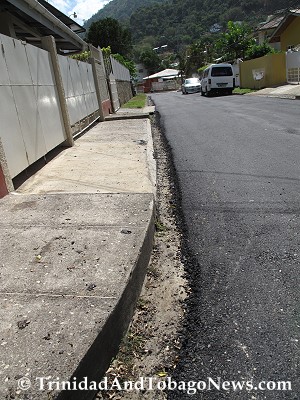 Here you can see that the recently paved road was raised.