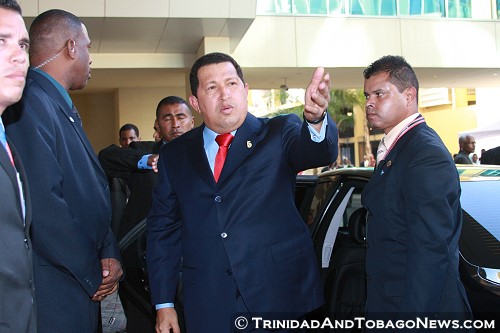 Hugo Chavez at The Fifth Summit of the Americas 2009 held in Trinidad and Tobago