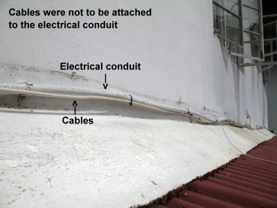 Cables affixed to the electrical conduit