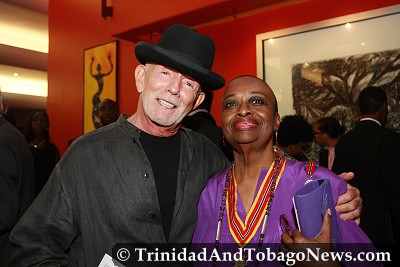 Cultural icons Peter Minshall and Pat Bishop at the reception of the Independence Awards at Queen's Hall