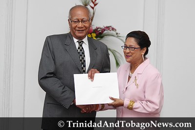 President George Maxwell Richards Appoints Kamla Persad-Bissessar the Leader of the Opposition