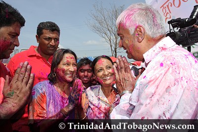 Newly appointed Opposition Leader Kamla Persad-Bissessar and Winston Dookeran, political leader of the Congress of the People (COP) at Maha Sabha Children's Phagwa 2010