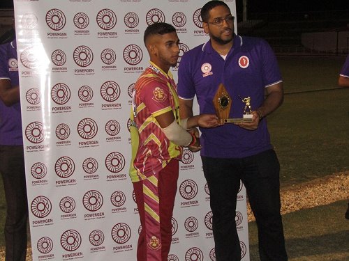 Kirstan Kallicharan (HVC) Receiving his Two Trophies