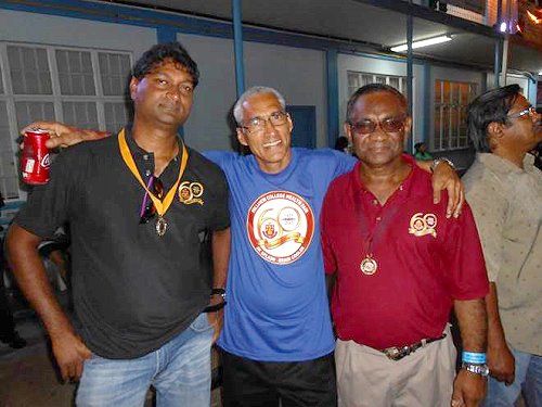 Hillview Old Boys' Association (HOBA) President Peter Machikan (left) is pictured with Event Orgniser, Victorio Hawkins (Center) and Stephen Kangal celebrating a successful event