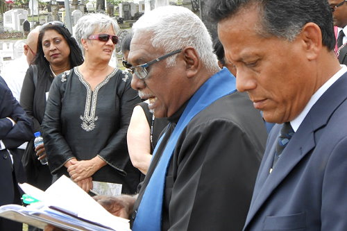 Rev K Sooknarine Conducting the Grave-yard Rites