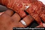 Bride and groom join hands at a Hindu wedding