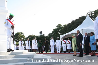 Queen honours war heroes at Memorial Park, Port-of-Spain