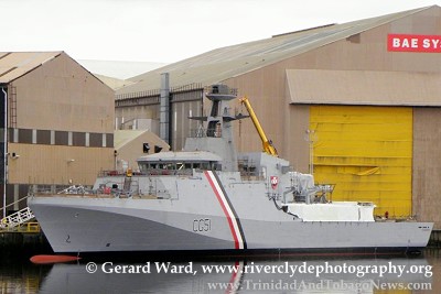 Scarborough CG 51 vessel at BAE Systems' shipyard on the Clyde River in Glasgow, Scotland