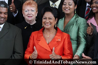 Prime Minister Kamla Persad-Bissessar with Ministers