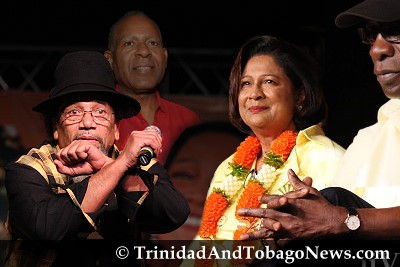 Crazy the calypsonian, 'Manning must go, must go...' and UNC leader Kamla Persad-Bissessar