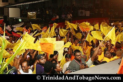 Cheering crowd at Charlie King Junction, Fyzabad