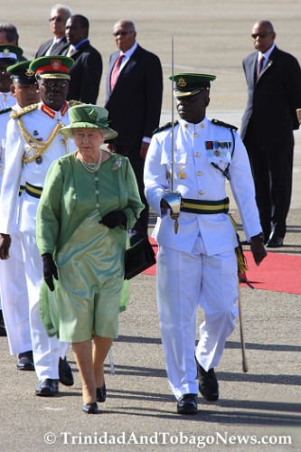 The Qween's arrival ceremony at the Piarco International Airport