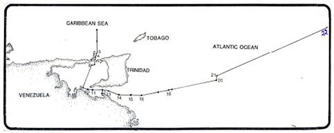 Map showing TT and Venezuela boundary